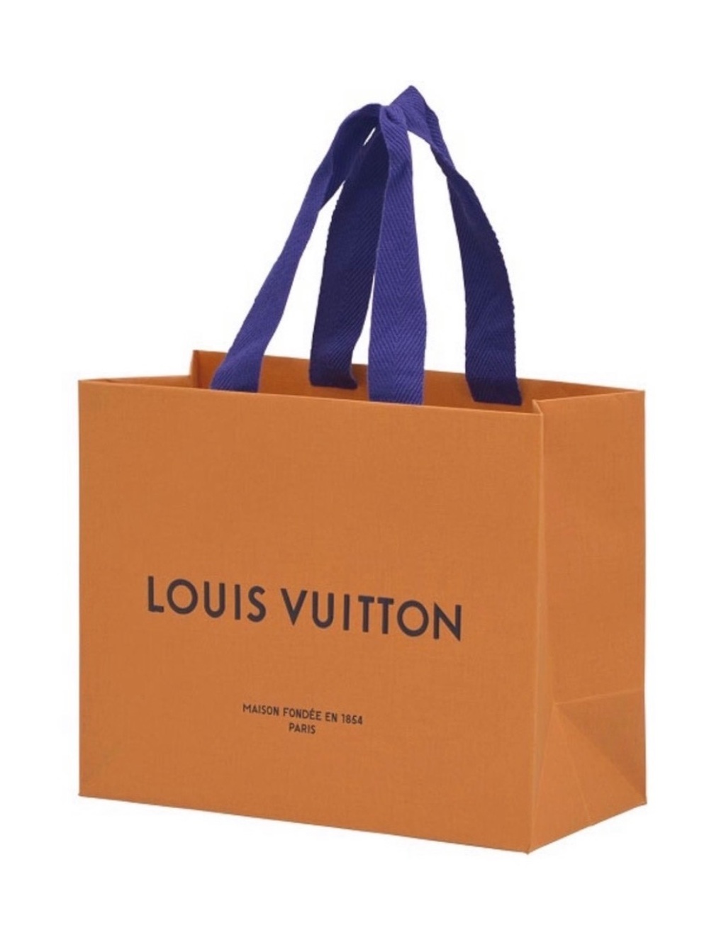 Louis Vuitton Orange Shopper Bag with Blue Handles